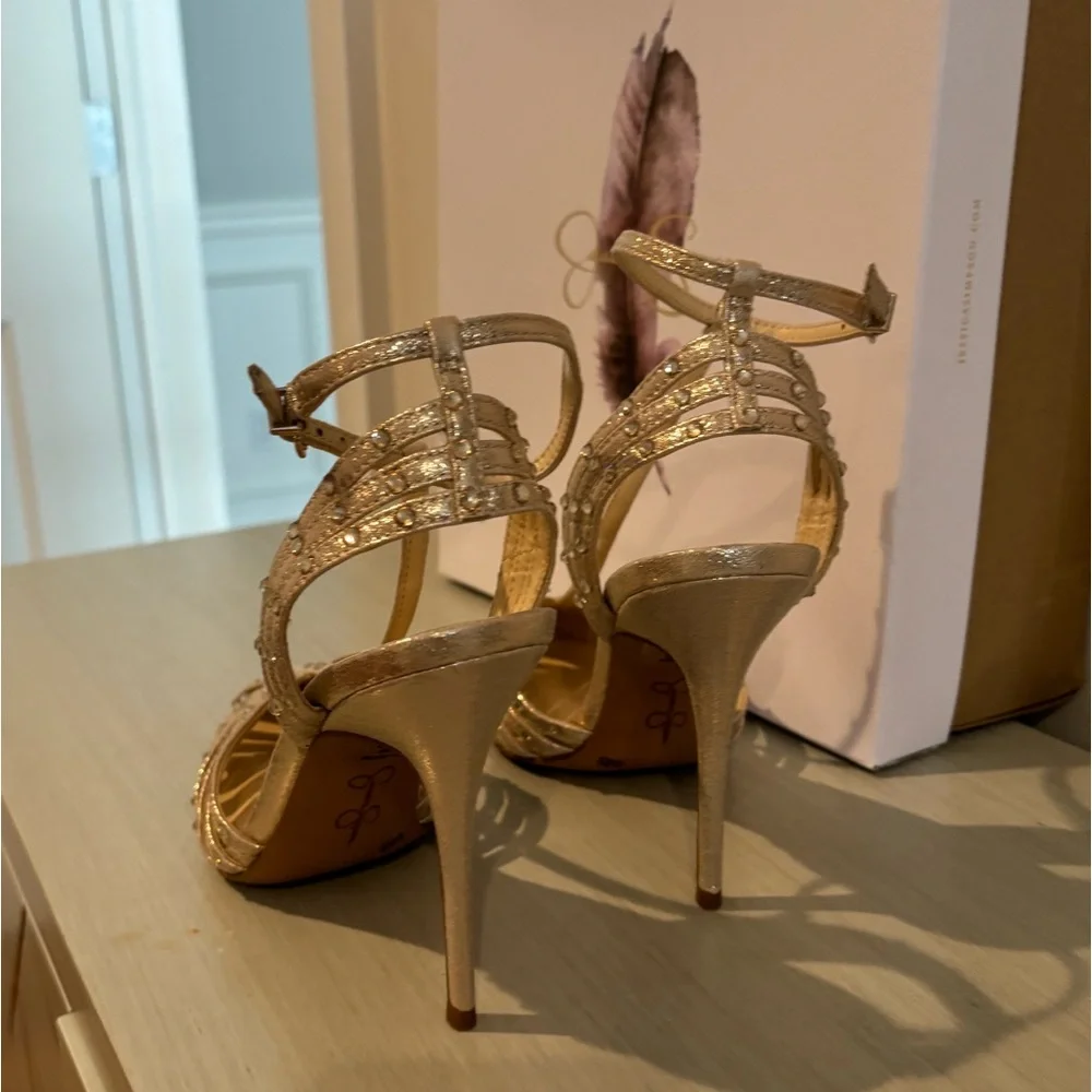 Jessica Simpson JS-WISATA2 shoes champagne shimmer size 8.5 - Picture 5 of 8